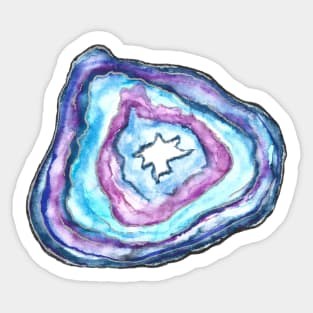 Blue Watercolor Geode by Skye Rain Art Sticker